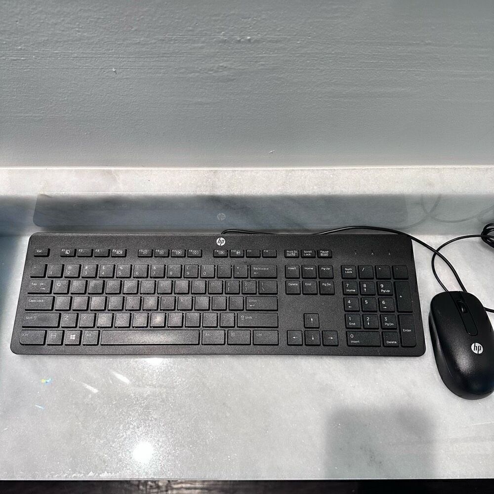 HP USB Slim Style Enhanced Keyboard with Optical Wired Mouse Bundled Black